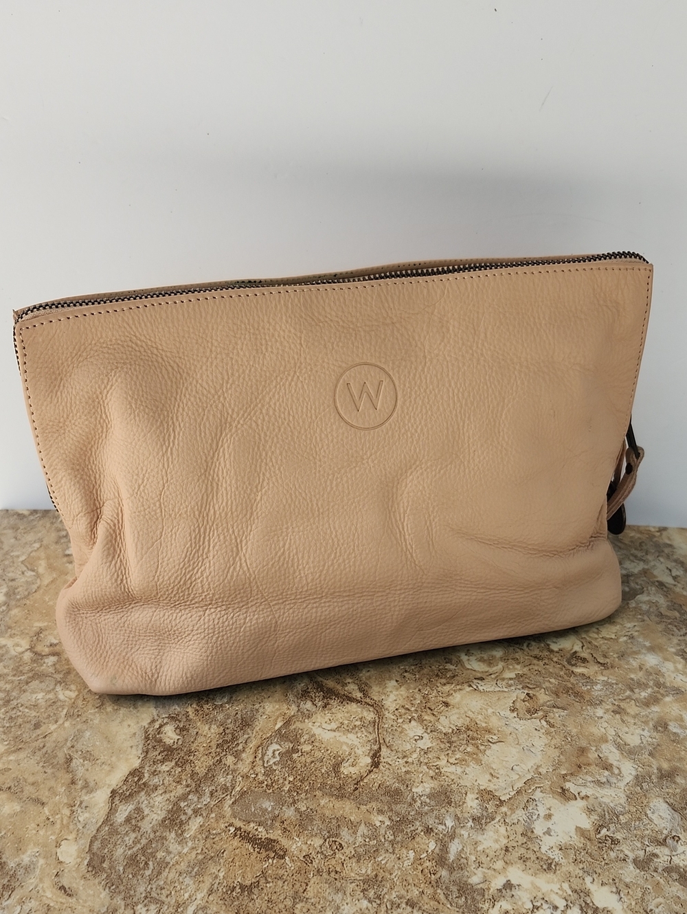 WANDERERS TRAVEL CO MILANO FULL-GRAIN LEATHER TOILETRY/CLUTCH BAG